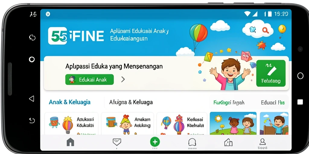 Tampilan antarmuka 55FIVE yang ramah anak dan interaktif.