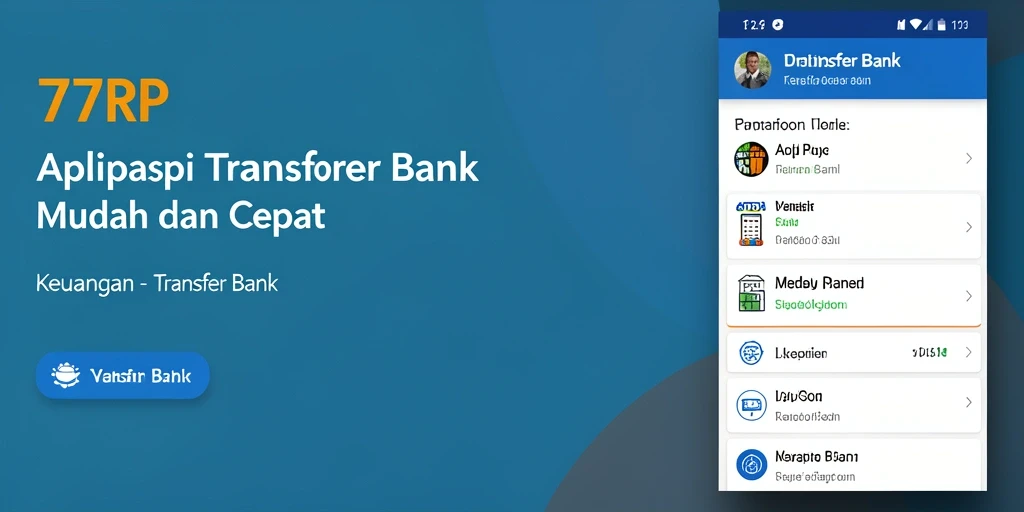Tampilan antarmuka utama aplikasi Transfer Bank 77RP.