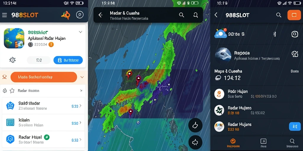 Antarmuka aplikasi Radar Hujan 988SLOT yang informatif.
