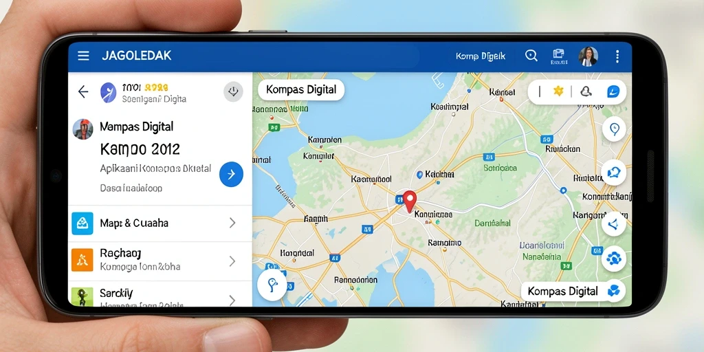 Tampilan antarmuka JAGOLEDAK yang menunjukkan fitur Kompas Digital yang intuitif.