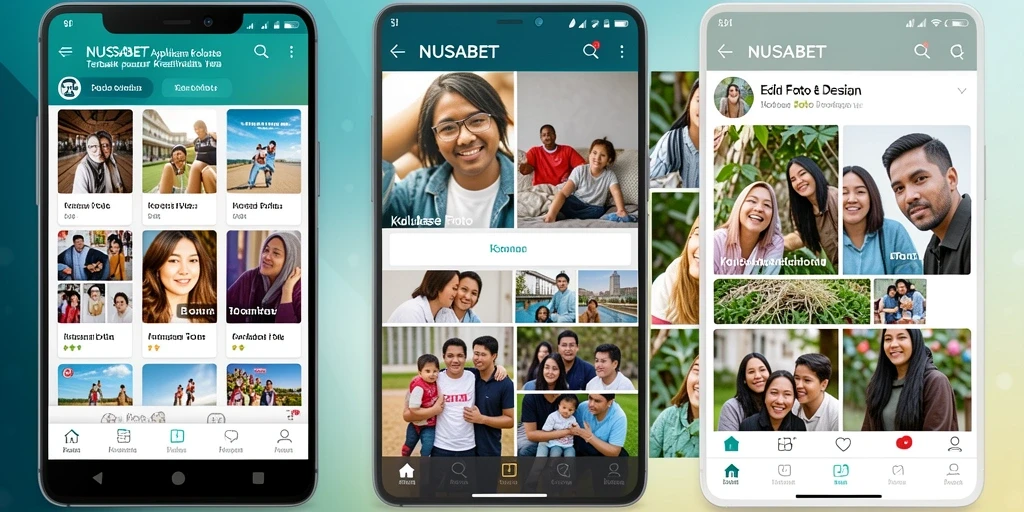 Antarmuka NUSABET menampilkan fitur Kolase Foto yang memudahkan pengguna.