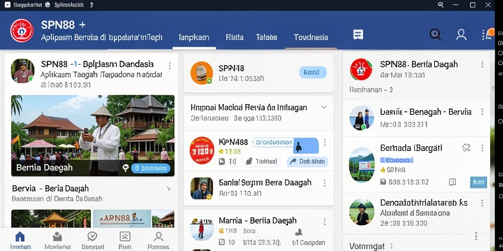 Tampilan antarmuka utama aplikasi SPN88 menampilkan berita daerah terkini.