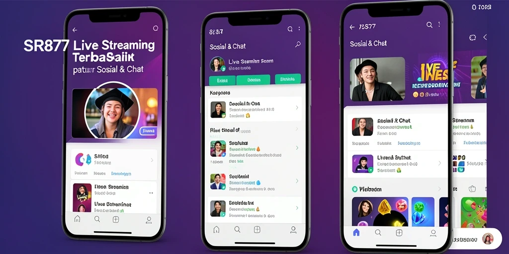 Antarmuka aplikasi SR877 yang menampilkan fitur Live Streaming.